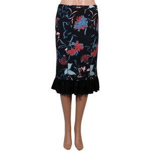 Suno Floral Skirt Knee Length Pleated Black Red Pink Blue New 2